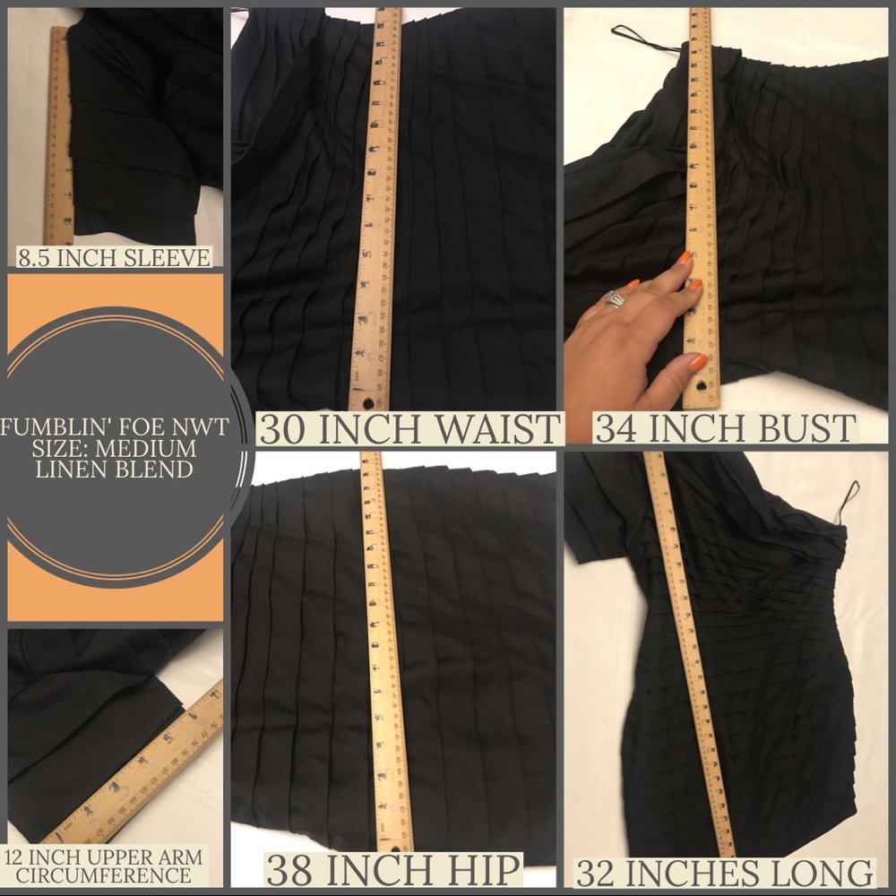 FUMBLIN' FOE ANTHROPOLOGIE BLACK TIERED ONE SHOULDER COCKTAIL DRESS NWT (M) - Picture 12 of 13